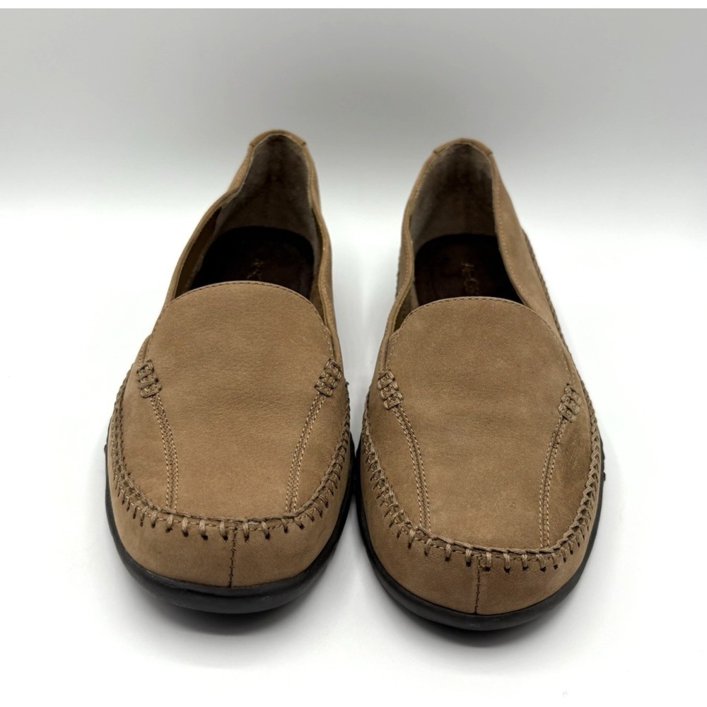 AEROSOLES Ivory Tree Loafers Women's Size 8 Tan Nubuck Leather Slip On Shoes - Picture 2 of 10